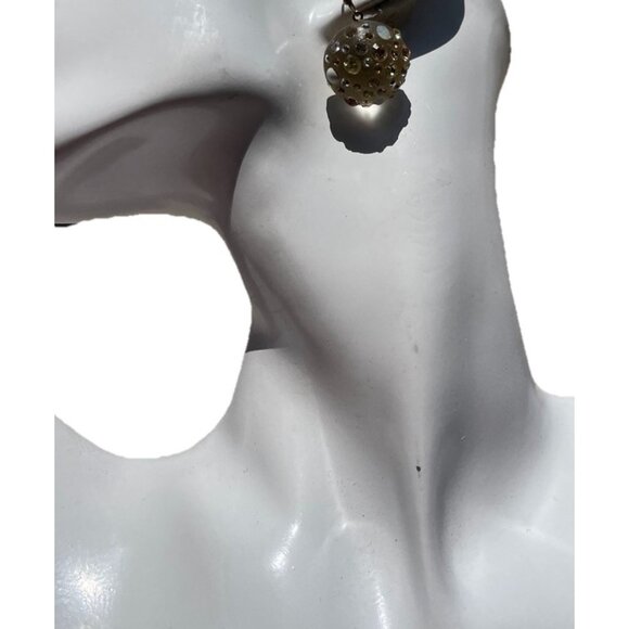 ALEXIS BITTAR White Clear Gray Lucite Crystal Dangling Ball Clip Earrings RARE - Picture 1 of 12